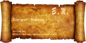 Barger Manna névjegykártya